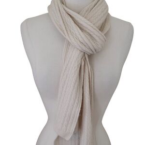 Ralph Lauren Soft Cream Cable 100% cashmere Knit Scarf - color cream
